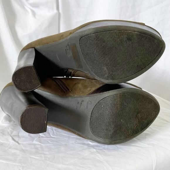 Qupid Enclose Suede Peep Toe Chunky Heel Platform Zip Lace Up Bootie Size 7 - Picture 7 of 14